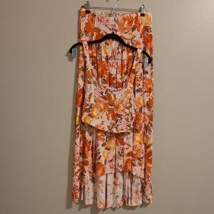 Petal & Pup Floral High-Low Maxi Skirt With Matching Crop Top Set